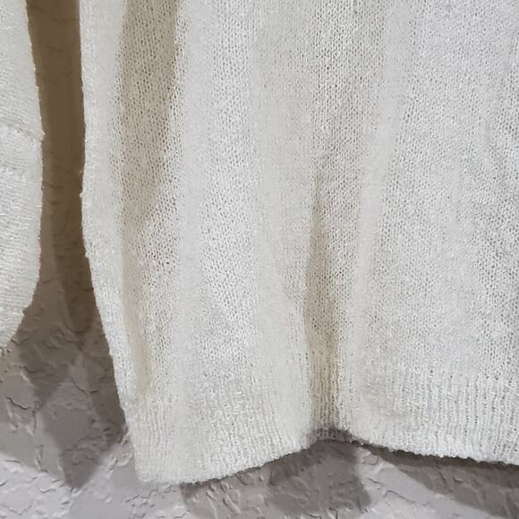 Vintage Sweater Womens Medium 70s Cream Ruffles Cottage Coquette Preppy Neutral - Picture 8 of 8